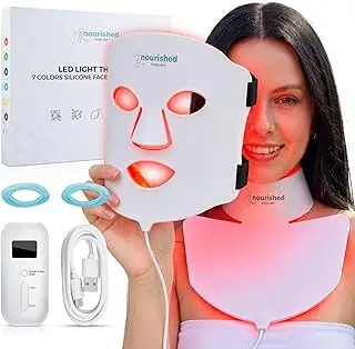 LED Light Therapy Face & Neck Mask - Facial Skin Care Device - 7 Colors Red & Blue - Rejuvenation, Anti-aging Product for Wrinkles