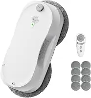 2026 Updated Window Cleaning Robot - Enhanced Battery, Max 6400Pa, Path Planning, Anti-Slipping, Edge Detection, Window Cleaner Robot for High-Rise Windows (2 pairs of nozzles, 10 cloths) (White)