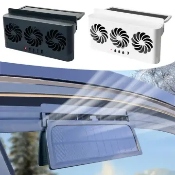 Upgrade Solar Powered Fan Car Cooler Front/Rear USB Charging Window Radiator Exhaust Fan Auto Air Vent Fan Ventilation R