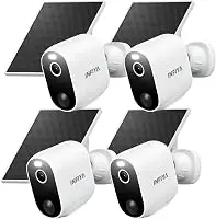 INFIYA Security Cameras Wireless Outdoor, Solar & Battery Powered, 4Pack | AI Human Detection, Instant Alert, Light & Siren, Color Night Vision, 2-Way Talk, SD Storage, Works with Alexa, 2.4G Wi-Fi