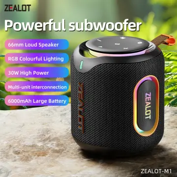 ZEALOT-M1 30W Wireless Speakers, RGB Light, 30 Hours Playtime, Waterproof IPX 6, Wireless Speaker, Dual Pairing, 6000mAh Battery.