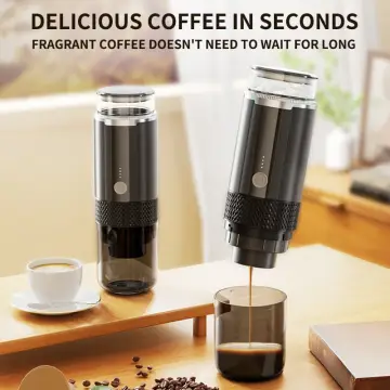 Portable Espresso Machine, Manual Capsule & Ground Coffee Extractor, Small Semi-Automatic Moka Pot for Home, Outdoor, Office and