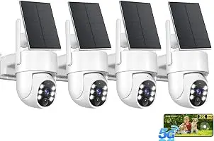 2K Security Camera System, 5GHz&2.4GHz WiFi Solar Wireless Cameras for Home Security, Wire-free Installation, AI Detection, Two-way Audio, Mobile alerts, SD/Cloud Storage, Color Night Vision, 4 Packs