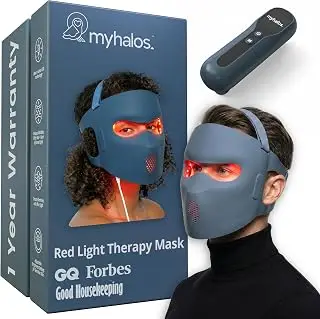 myhalos Red Light Therapy For Face, Red Light Therapy Mask, 360 LEDs, NIR | LED Face Mask, Red, Blue & Infrared Therapy for Wrinkles & Fine Lines, Youthful Skin, FDA Approved, Skincare Device