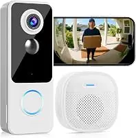 Doorbell Camera Wireless,2K FHD Head-to-Toe Video, no Subscription,Two-Way Talk, Smart Home Video Doorbell with Chime,Battery Powered,Motion Detection & Alerts,Works with Alexa & Google(2.4G WiFi)