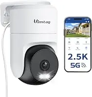 VIMTAG Pan/Tilt Outdoor Security Camera, 2.5K 4MP WiFi Home CCTV Camera, 360° View & Motion Tracking, Color Night Vision, 2-Way Audio, AI Detection Alarm, IP66, Cloud & SD Card Storage, Works w/Alexa