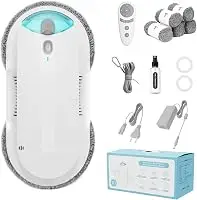 Window Cleaning Robot - Double Helix 4800-6400Pa Suction, | Dual Ultrasonic Spray, 85ml Tank, Edge Detection, Anti-Drop, 3 Cleaning Modes for Streak-Free Glas (White)
