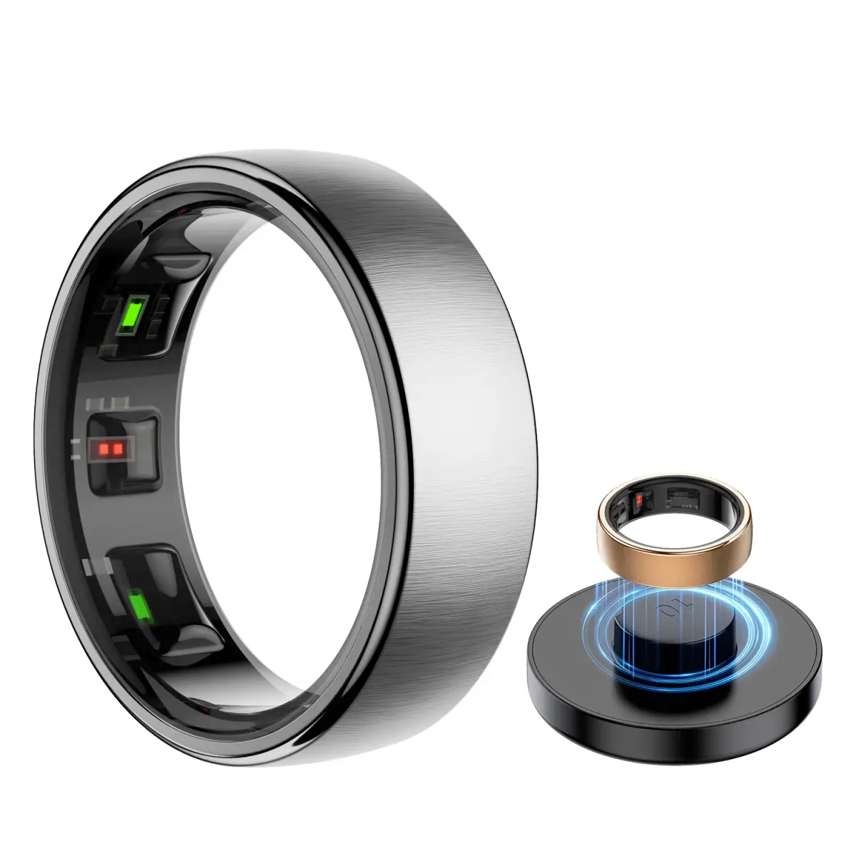 Uhoofit R10 Smart Ring with Charging Dock Men Women Health Sleep Heart Rate Monitoring IP68 & 5ATM Waterproof Multi-sport Mode