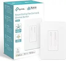 Kasa Smart Ceiling Fan Control & Dimmer Switch | Adjustable 4-Speed Fan & Brightness Control | Works w/Apple HomeKit, Alexa & Google Home | 2.4G Wi-Fi Only, Single Pole, Neutral Wire Required | KS240